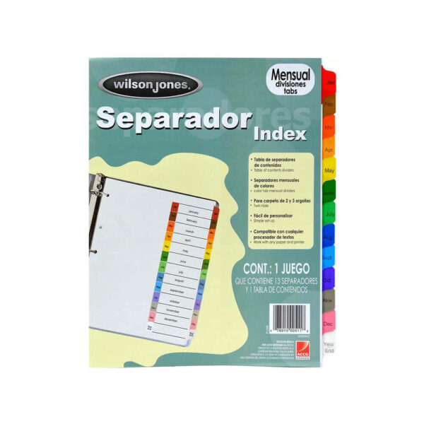 Separador mensual para carpeta